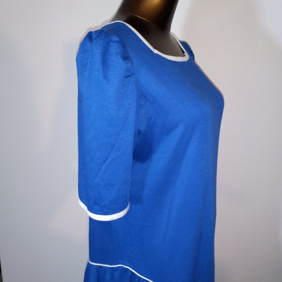 drop-waist ruffle hem dress vintage early 1980s polyester-cotton blend jersey - Picture 11 of 14